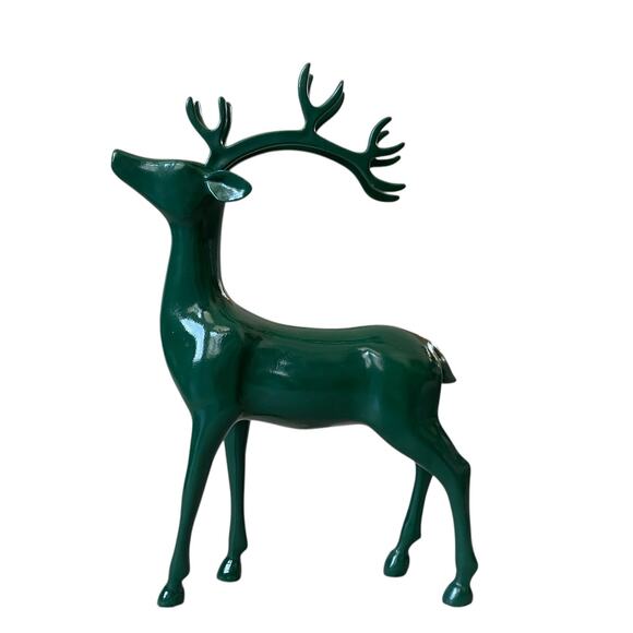 Emerald Green Standing Reindeer 13" Resin Christmas Holiday Decor New - Picture 4 of 14